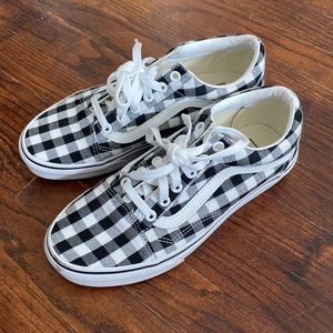 VANS Old Skool (Gingham Black / True White) Women'